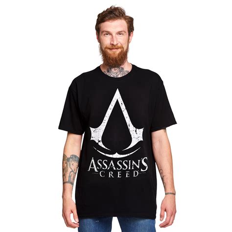 Assassin S Creed T Shirt Logo Craquelé Noir Elbenwald