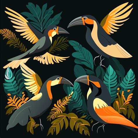 Premium Vector | Tropical birds digital art collection