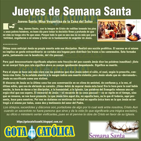 Gota Cat Lica Gotas De Dios Hoy Jueves Santo Semanasanta Qu Grande