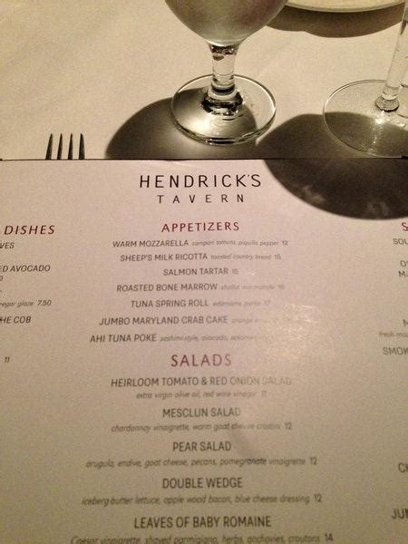 Menu at Hendrick's Tavern pub & bar, Roslyn