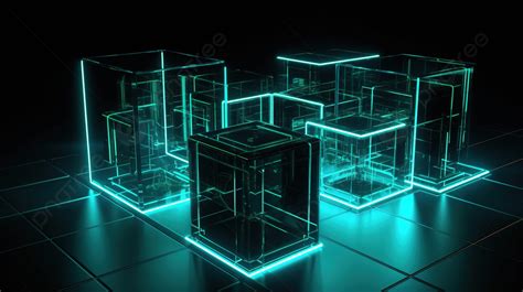 Futuristic Structure In Transparent Glowing Boxes Background 3d