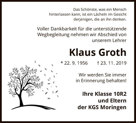 Traueranzeigen Von Klaus Groth Trauer HNA De