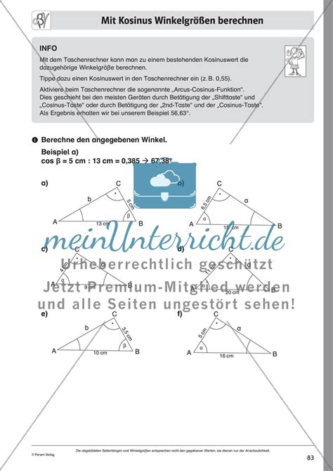 Trigonometrie Rechtwinklige Dreiecke Teil Meinunterricht