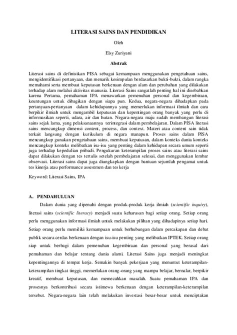 (PDF) LITERASI SAINS DAN PENDIDIKAN Oleh