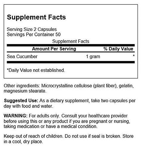 Swanson Sea Cucumber Natural Supplement Promoting Joint Health