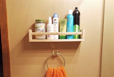 A Small Bathroom Shelf - Ikea Spice Rack Hack - Loving Here