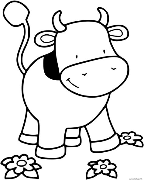 Coloriage Vache Veau Avec Des Fleurs Jecolorie