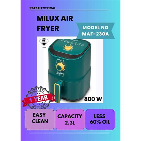 Milux Air Fryer Maf A Shopee Malaysia