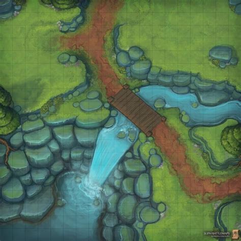 Waterfall Bridge X Battlemaps Dungeon Maps Dnd World Map