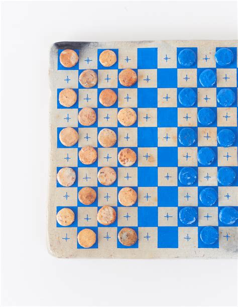 Checkers Board Game Neon Blue Soukra