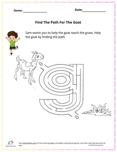 Encontre o caminho para a cabra Planilha para impressão gratuita