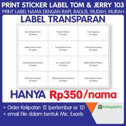 Jual Cetak Stiker Label Nama Undangan Tom Jerry Karakter Motif