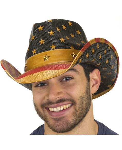 American Flag Cowboy Hat With Star Medallions