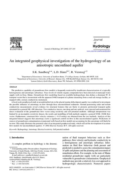 An Integrated Geophysical Investigation Of The Hydrogeology Pdf