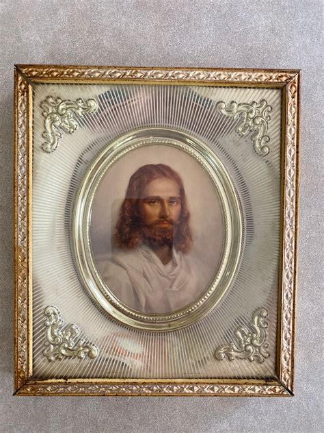 Vintage Framed Jesus Etsy