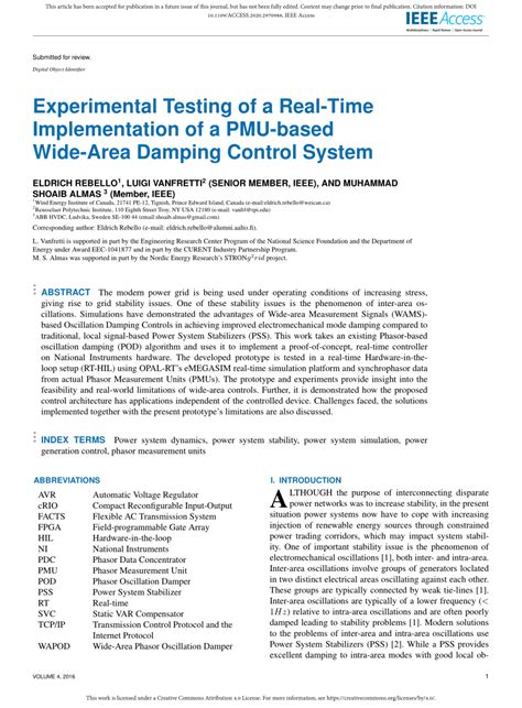 Pdf Experimental Testing Of A Real Time Implementation Of A Pmu Based