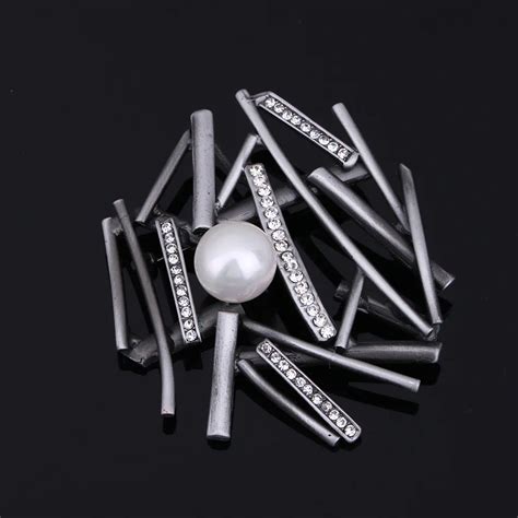 Elegant Antique Silver Color Geometric Brooches With Simulated Pearl