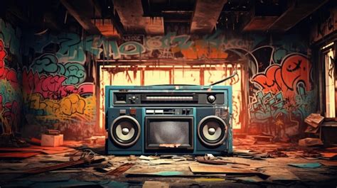 Premium Ai Image Retro Old Design Ghetto Blaster Boombox Radio Cassette Tape Recorder From