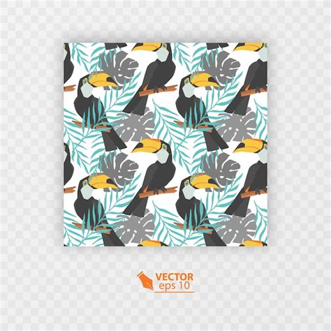 Premium Vector Tropical Seamless Patterns Set With Exotic Birds Like