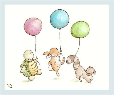 Children Art Print. Balloon Parade. PRINT 8X10. Nursery Art Home Decor ...