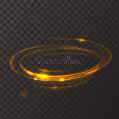 Gold Circle Light Effect Glowing Fire Ring Trace Shiny Frame Stock