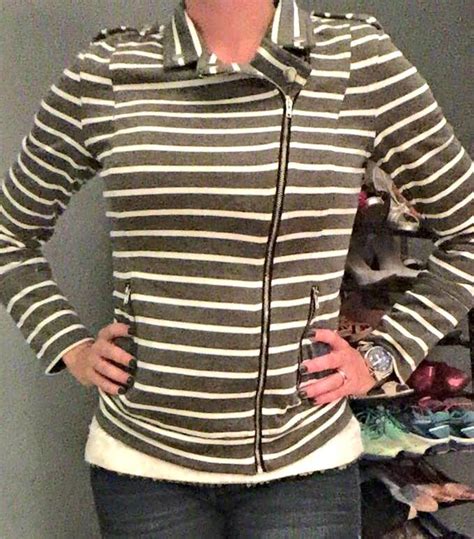 Stitch Fix September Market Spruce Elissa French Terry Striped Moto