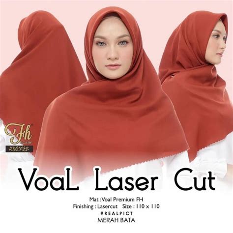 Voal Laser Cut Merah Bata Premium Daily Hijab Hijab Segiempat 4