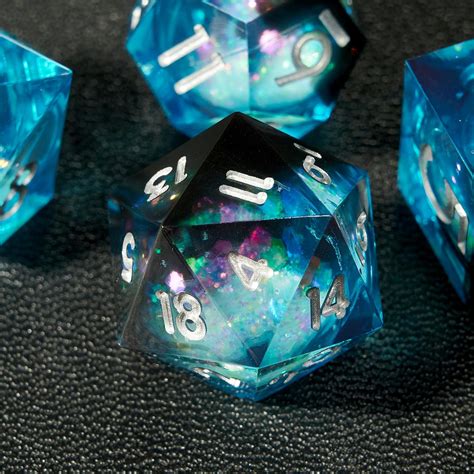 Amazon MS Hong Sharp Edge Resin DND Dice Set Crystal Blue