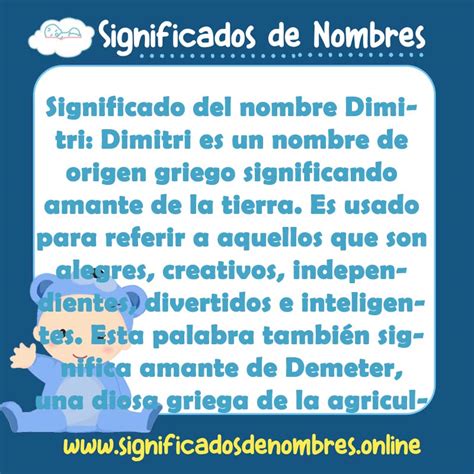 Significado de Dimitri APODOS ORIGEN Y MÁS