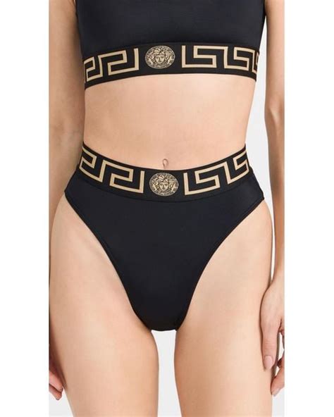 Versace Brazilian Brief Lycra Vita Recycled Bikini Bottoms In Black Lyst