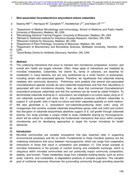 (PDF) Skin-associated Corynebacterium amycolatum shares cobamides