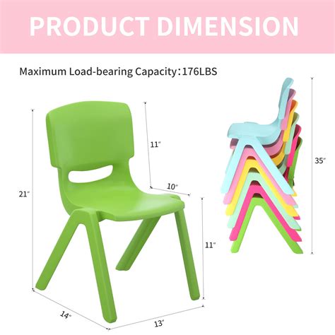 6pcs Colorful School Stackable School Chairs With 11inch Seat Height