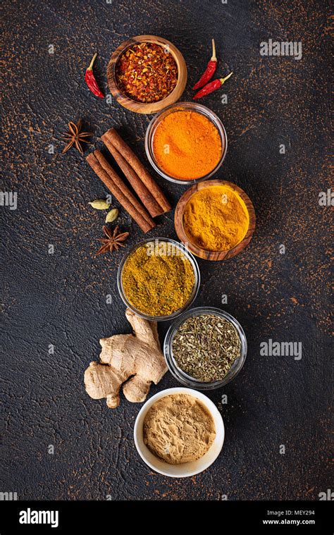 Traditional Indian Spices On Rusty Background Stock Photo Alamy