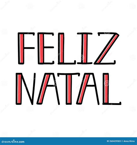 Feliz Natal Merry Christmas In Portuguese Brazilian Lettering Stock