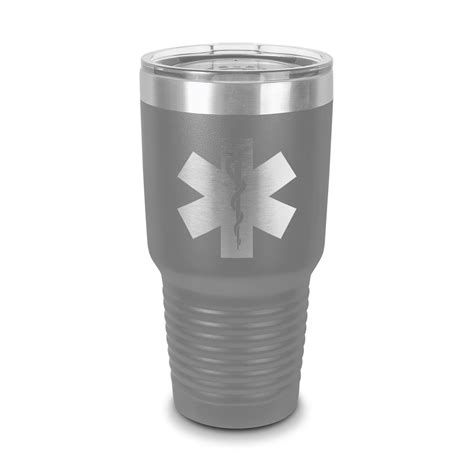 Star Of Life Tumbler 30 Oz Laser Engraved W Clear Lid Stainless