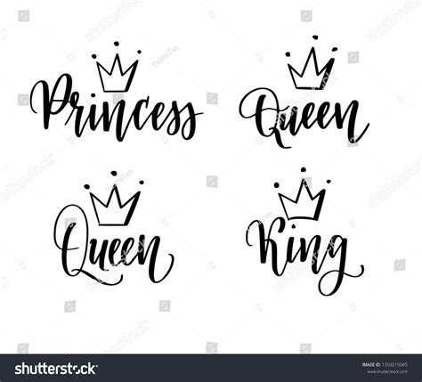 Queen King Princess Vector Calligraphy Lettering Designs Set