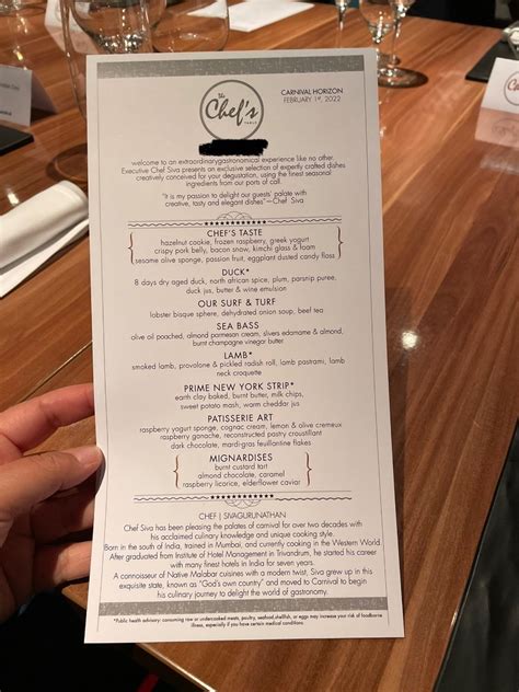 Chefs Table Menus 2022 Carnival Cruise Lines Cruise Critic Community