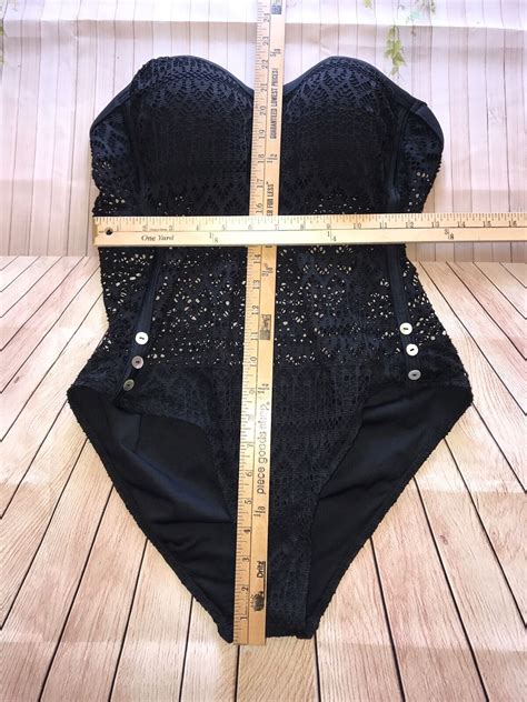 Women S Black One Piece Crochet Swimsuit Swimwear Ebay