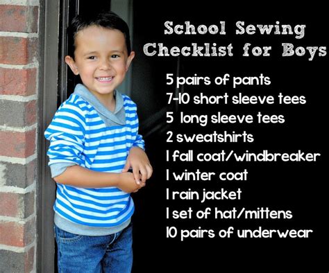 Back To School Clothing Checklist School Clothes List Boys School