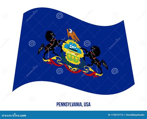 Pennsylvania Flag Waving Vector Illustration On White Background USA