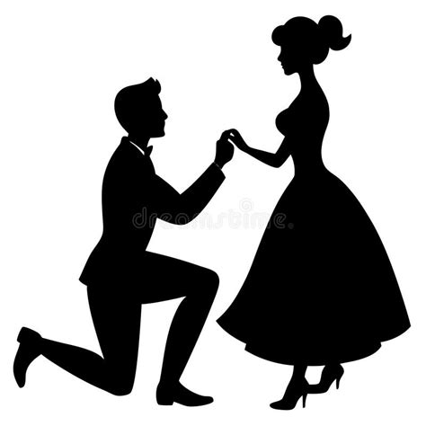 Silhouette Vector Illustration Of A Man Kneeling Down And Proposing