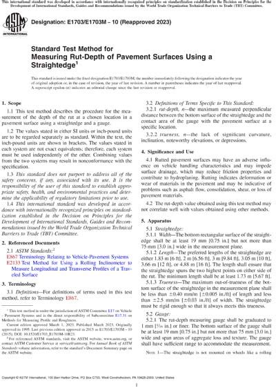 Astm E E M Standard Test Method For Measuring Rut