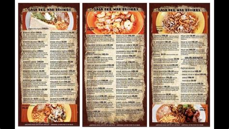 Menu at Casa Del Mar restaurant, Urbana