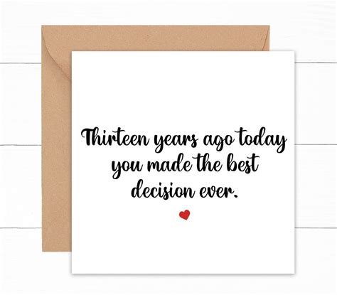 13th Anniversary Card For Husband Funny 13 Year Anniversary Etsy