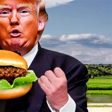 A Photo Of Donald Trump Eating The Biggest Hamburger Stable Diffusion