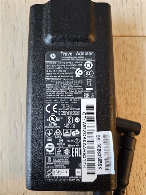 Hp Hstnn Da L W Slim Travel Ac Adapter W Power Cord Oem