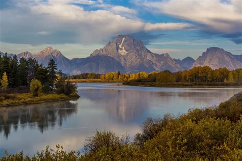 4K Grand Teton USA Parks Mountains Lake Forests Sky Scenery HD