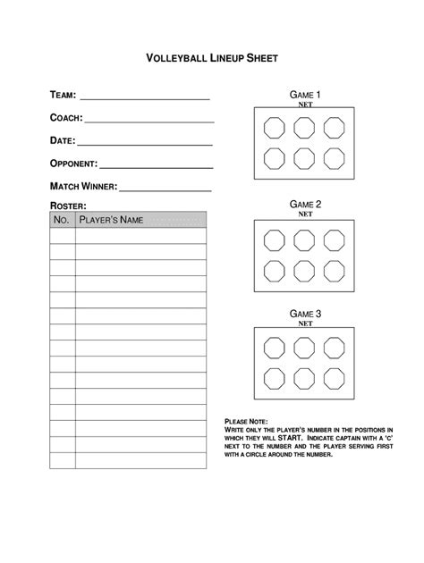 Free Printable Volleyball Sheet