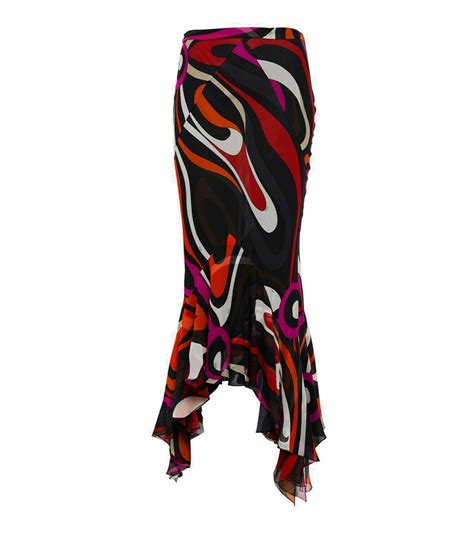 Pucci Marmo Silk Crepon Maxi Skirt Emilio Pucci