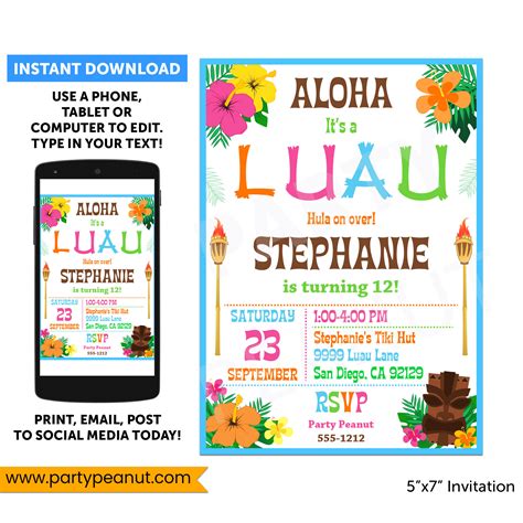 Luau Party Invitations Free Printable